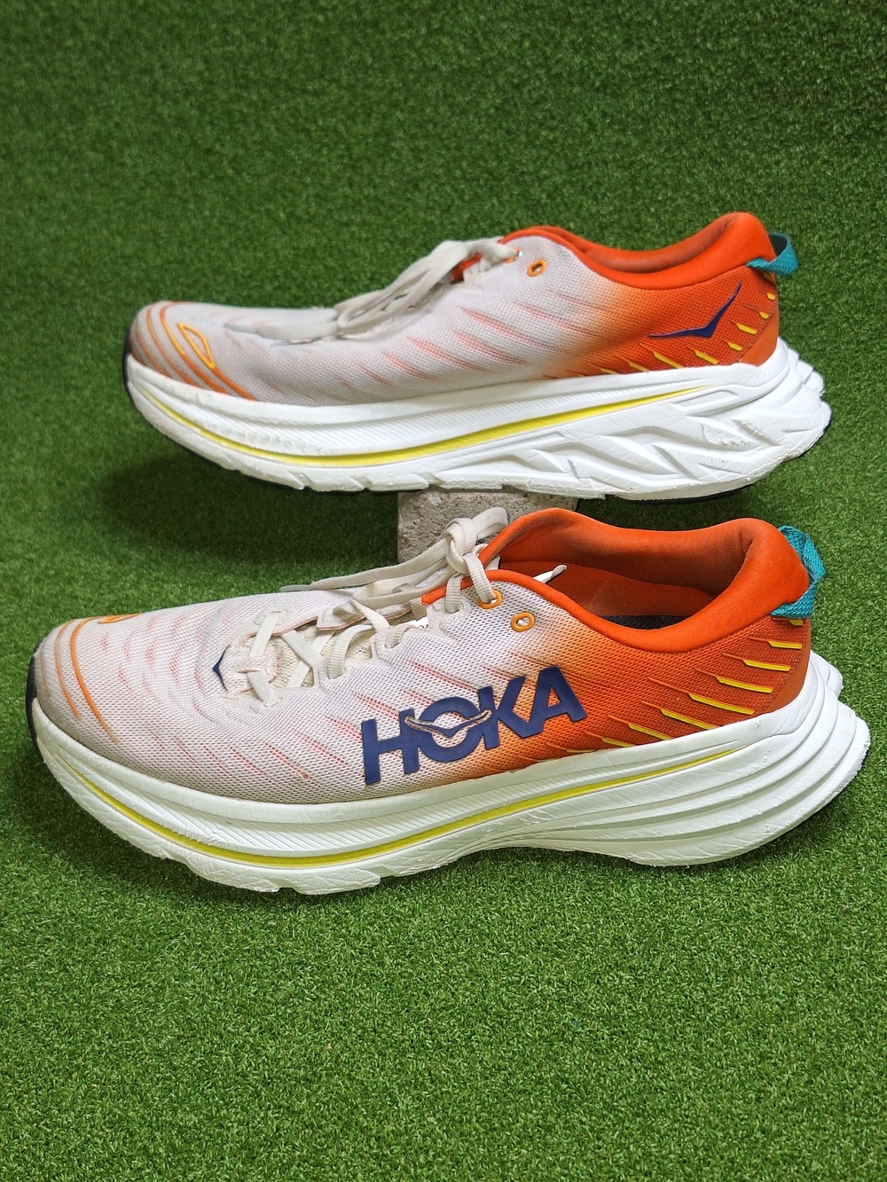 Hoka One One Bondi X Running Sneaker 1113512-BDBF Blanc De Blanc Flame Size 13 D